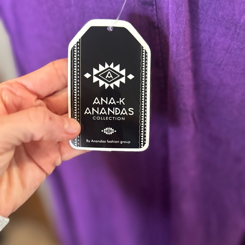 Ananda’s Collection Purple Embroidered Tunic Dress Boho lagenlook beach coverup - Picture 8 of 11